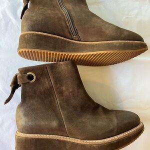 Brown Suede Platform Ankle Boots